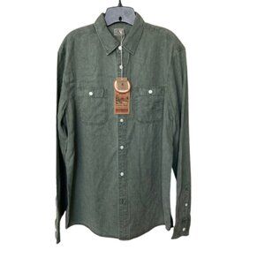 Faherty Tried & True Chambray Workshirt Men's Large Desert Olive NWT *FLAW*